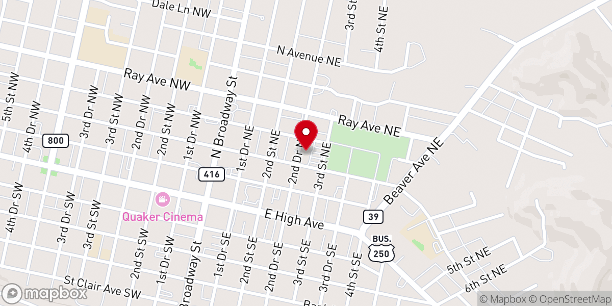 Map showing location of New Philadelphia Church