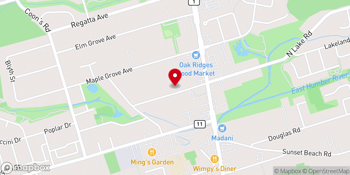 Map showing location of Oak Ridges Church