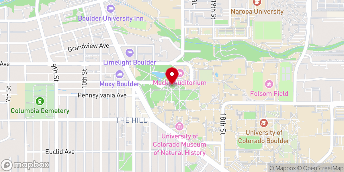 Map showing location of Old Main Chapel CU Boulder