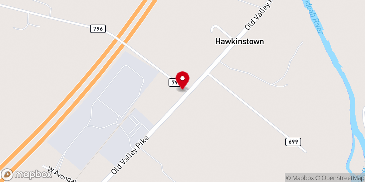 Map showing location of Hawkinstown United Methodist Church