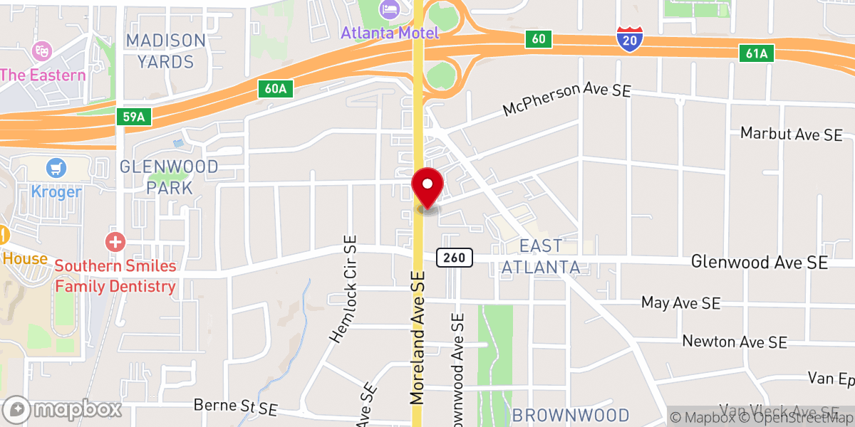 Map showing location of Eastside Church ATL