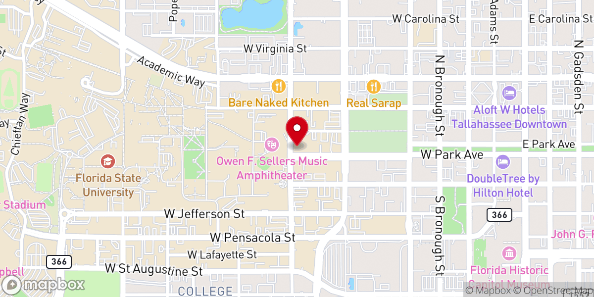 Map showing location of Presbyterian Unv Center