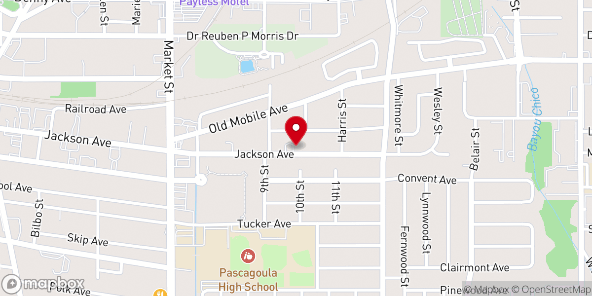 Map showing location of Jackson Avenue Baptist Church