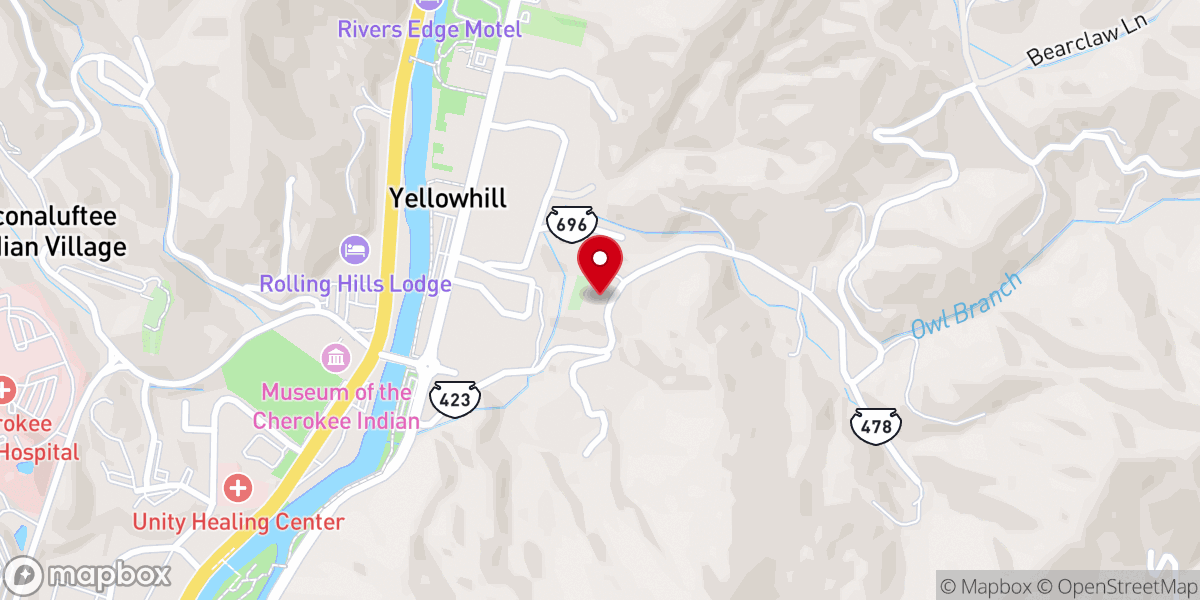 Map showing location of Yellow Hill Church