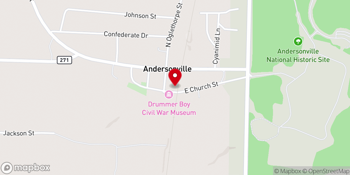Map showing location of Andersonville City Hall