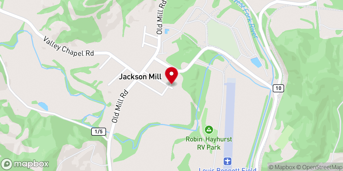 Map showing location of Jacksons Mill Baptist Church