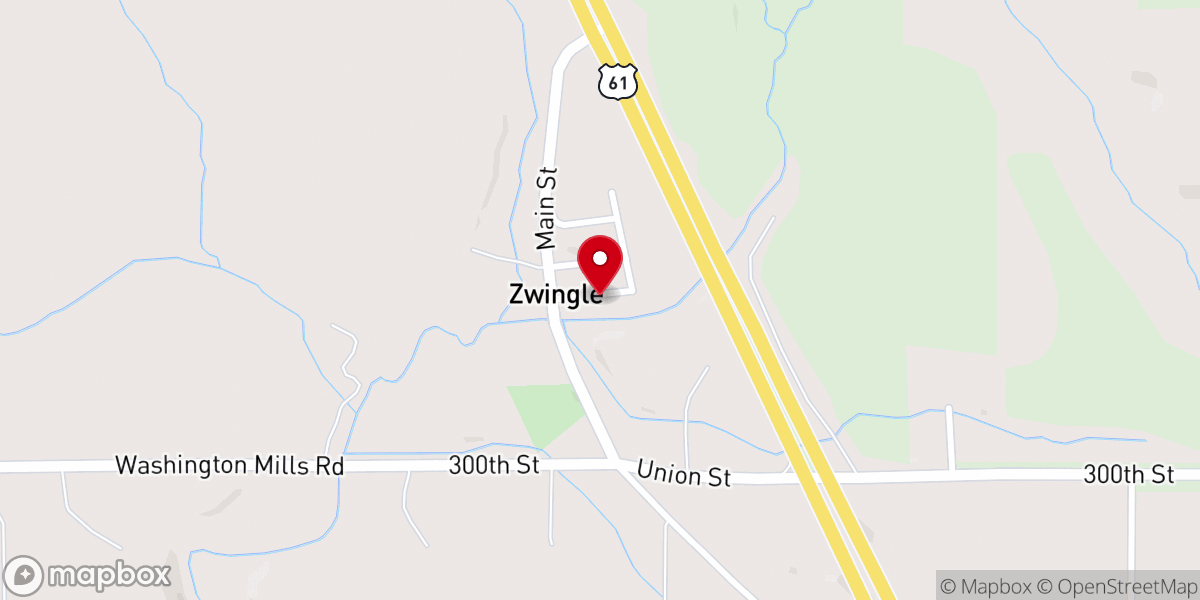 Map showing location of Zwingle City Office