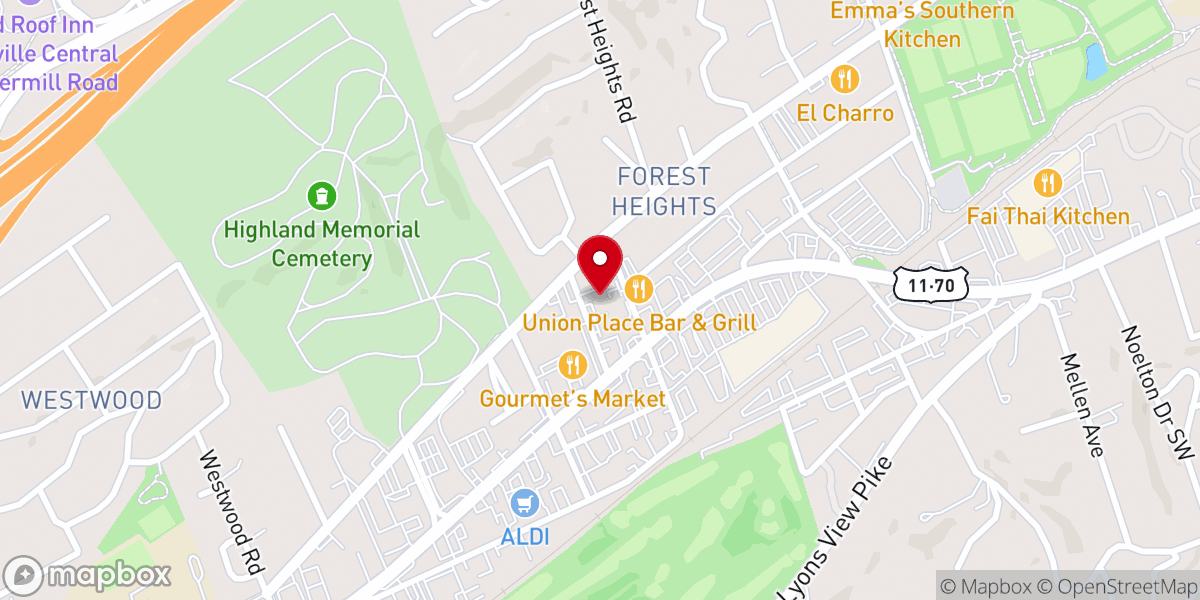 Map showing location of Knoxville Potters House Christian Fellowship Church