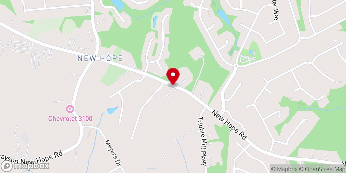 Map showing location of New Hope Baptist Church