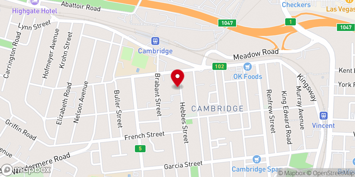 Map showing location of Cambridge Baptist Church