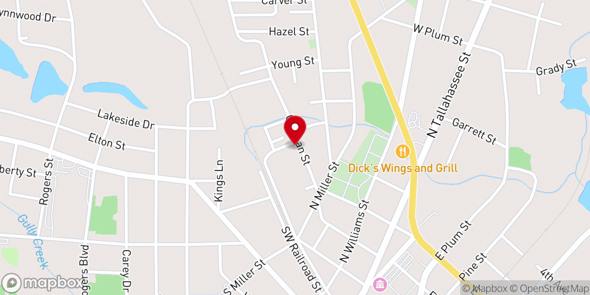 Map showing location of Mt Calvary Baptist Church