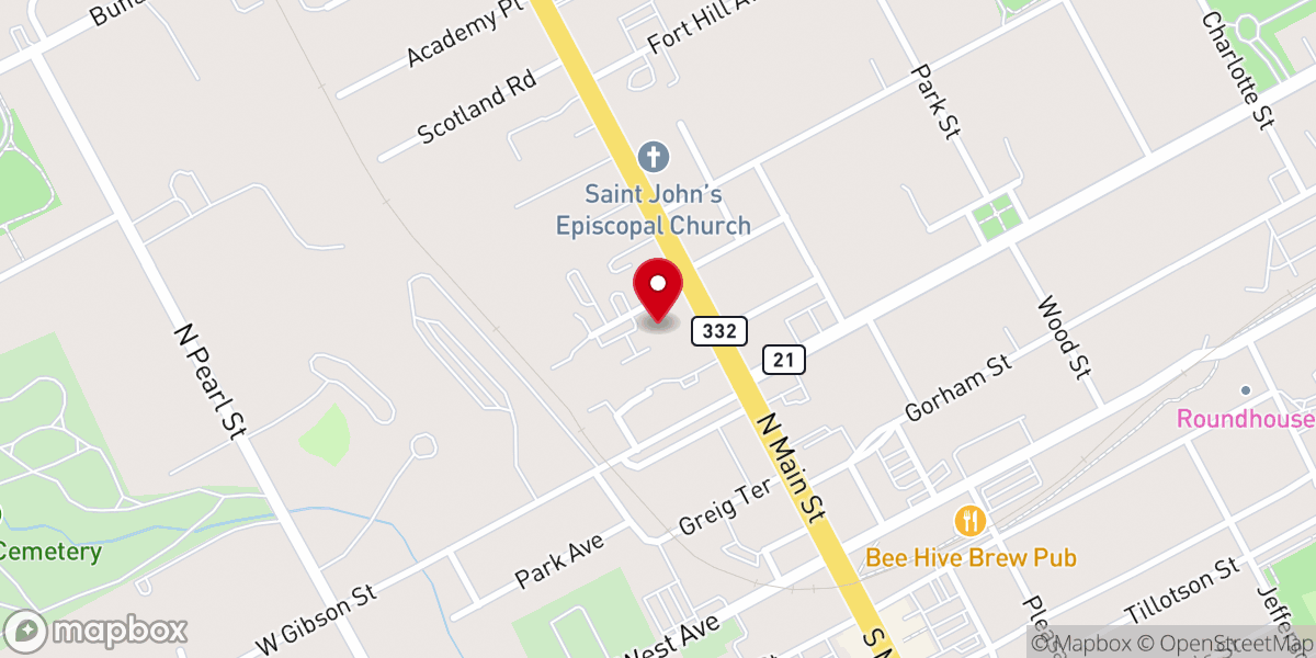 Map showing location of Canandaigua Churches In Action