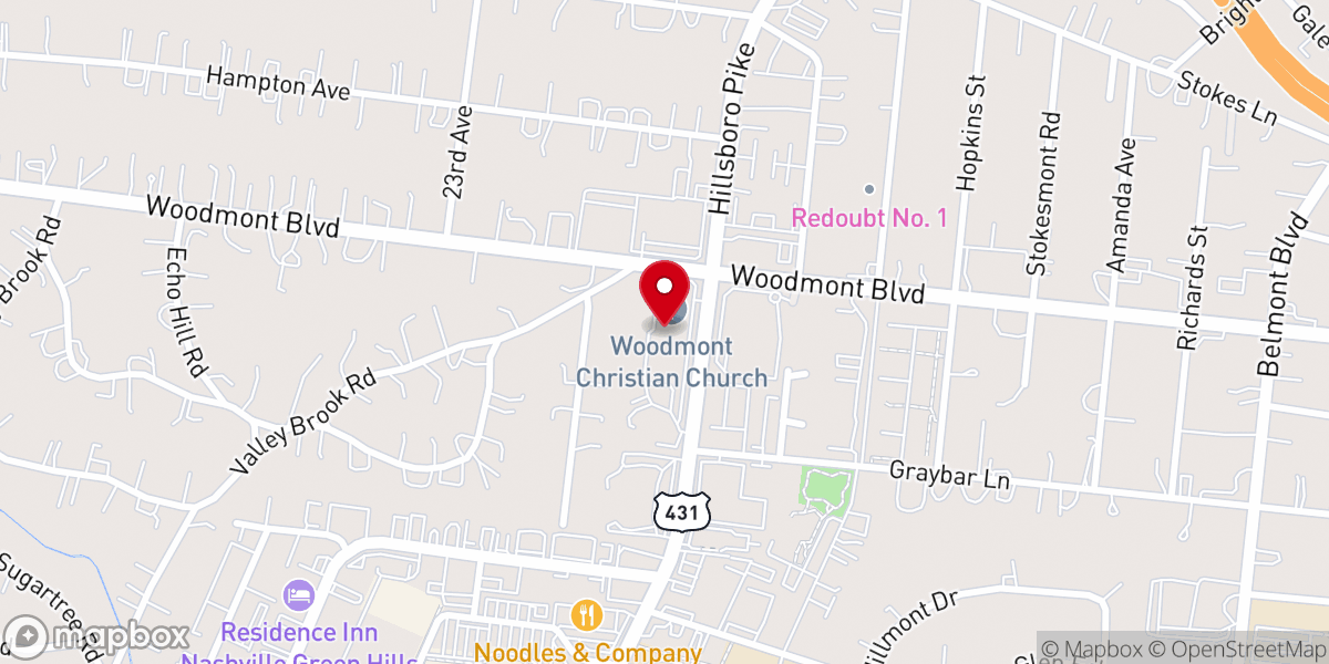 Map showing location of Woodmont Christian Church