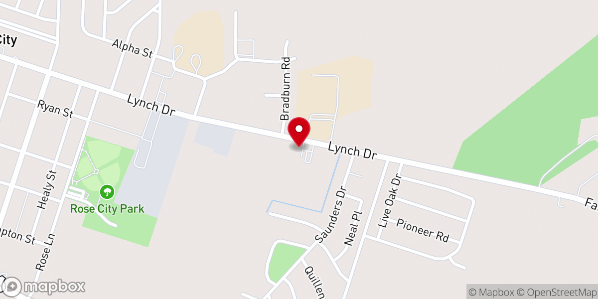 Map showing location of Lynch Drive Assembly of God Church