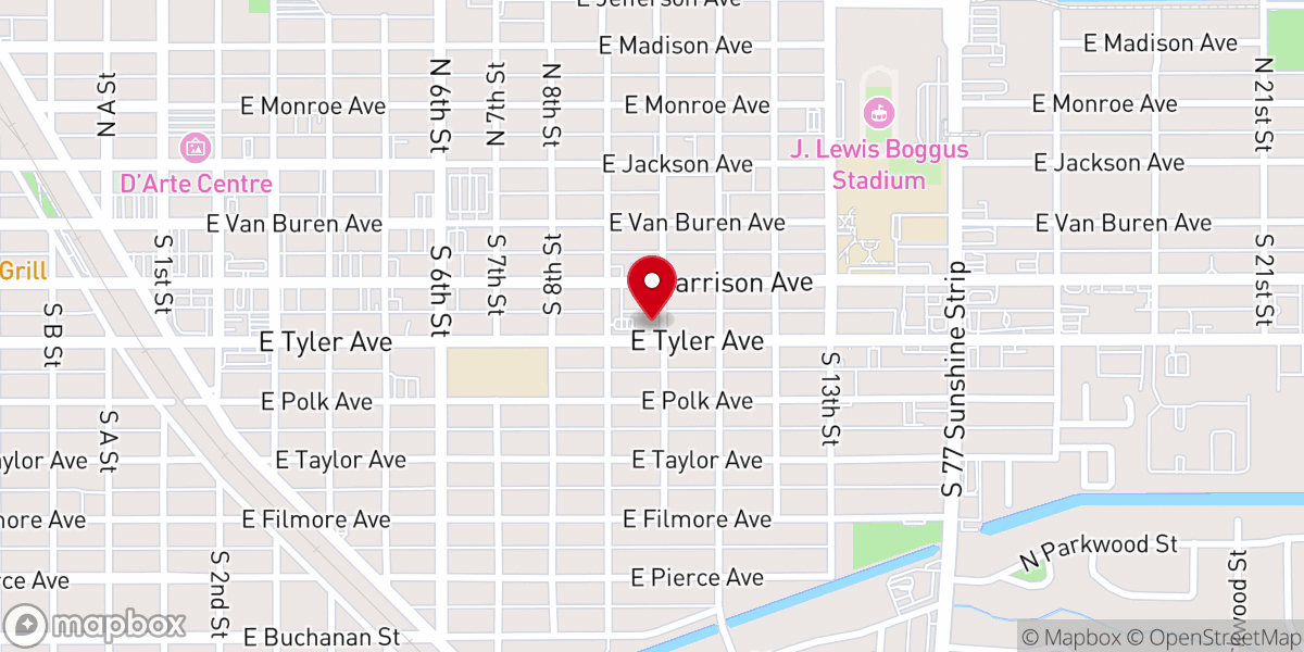 Map showing location of Victory Baptist Church