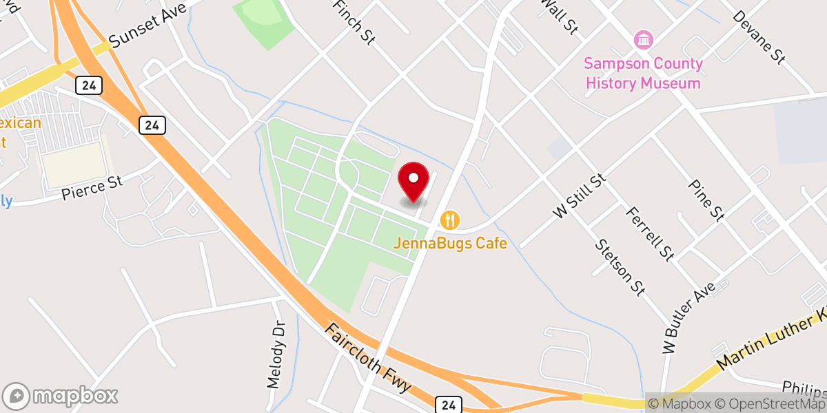 Map showing location of Clinton Family Worship Center