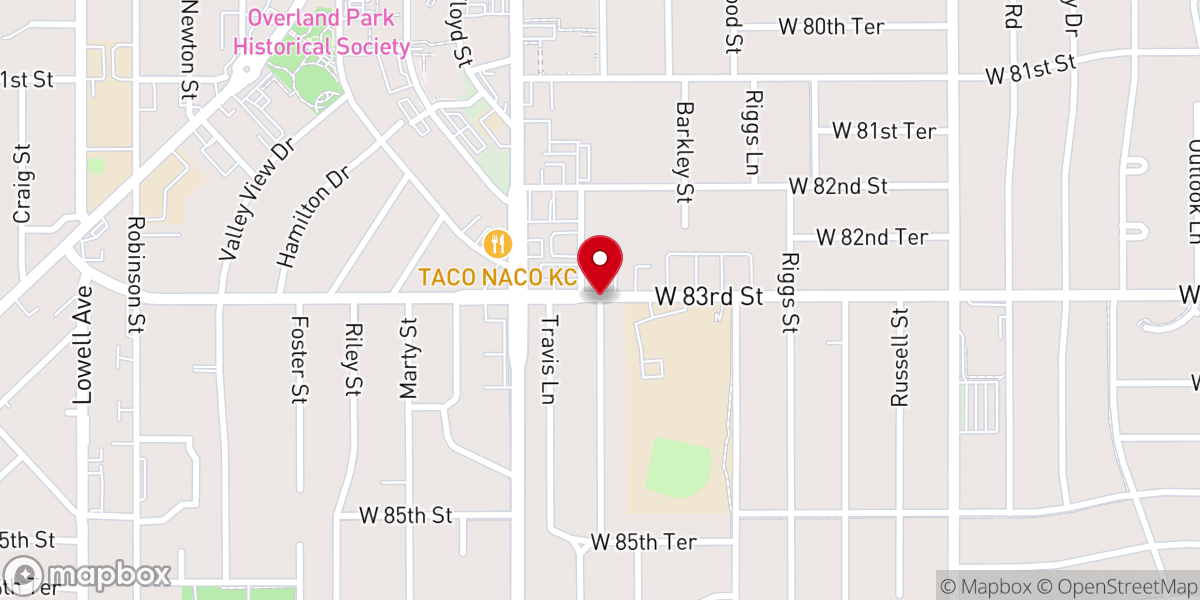 Map showing location of Overland Park Foursquare Church