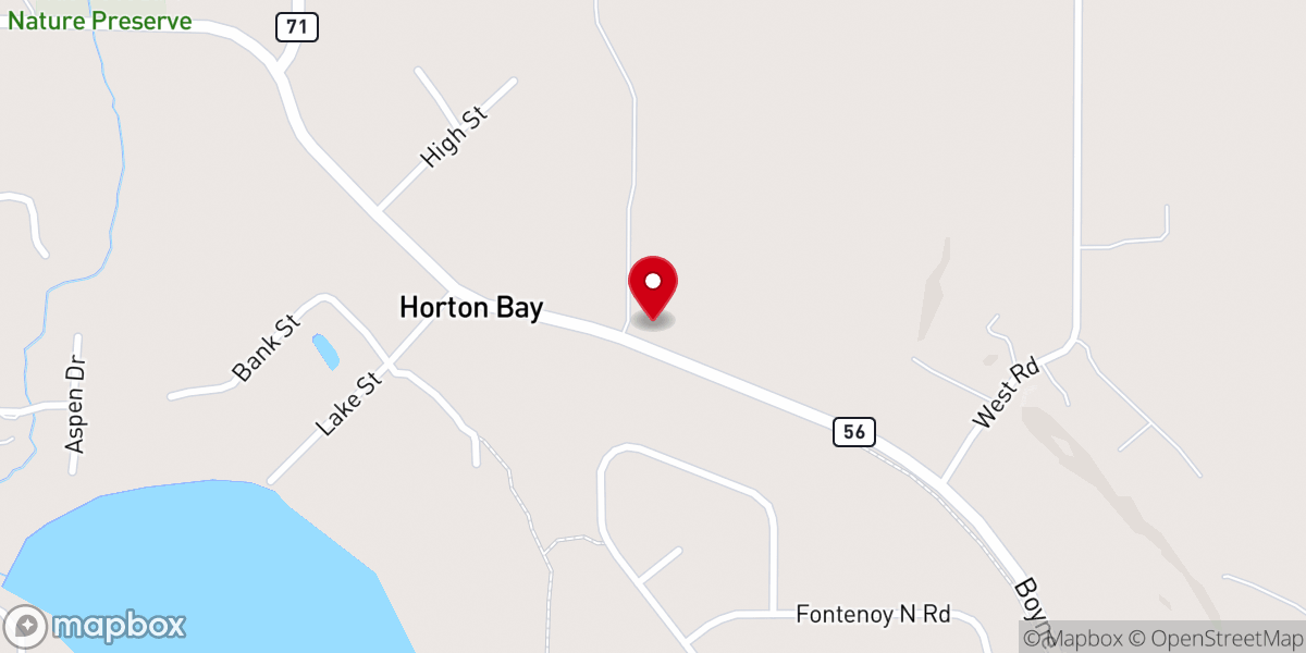 Map showing location of Horton Bay Community Church