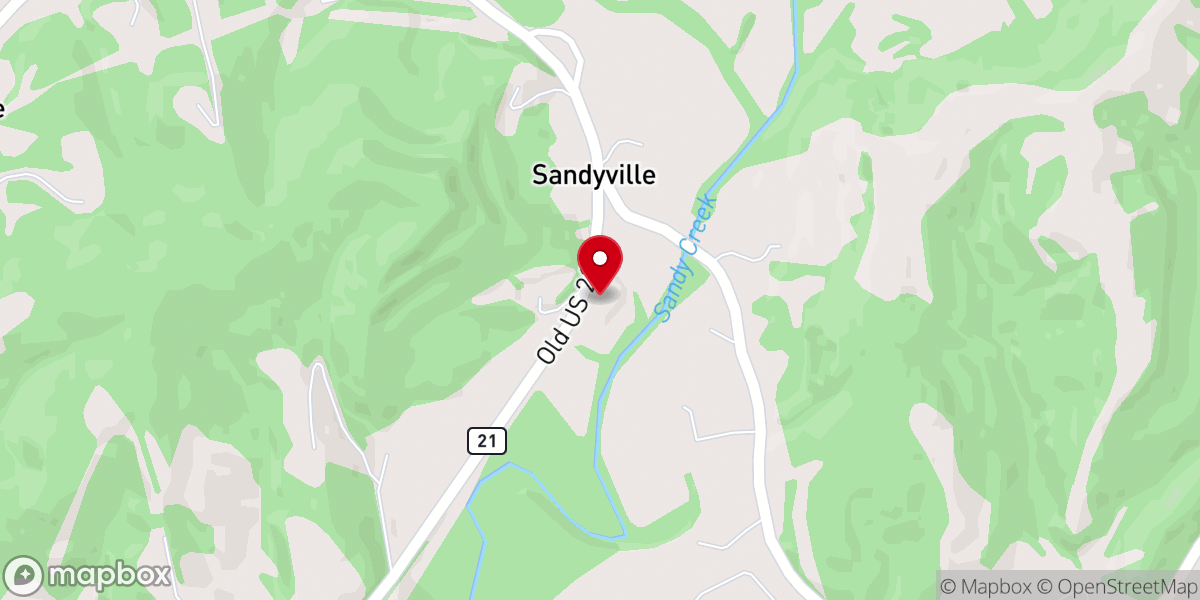 Map showing location of Sandyville United Methodist Church