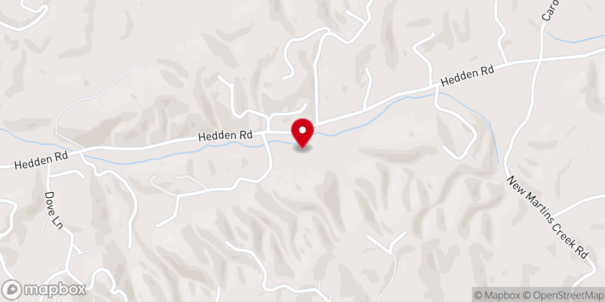 Map showing location of New Martins Creek Baptist Church