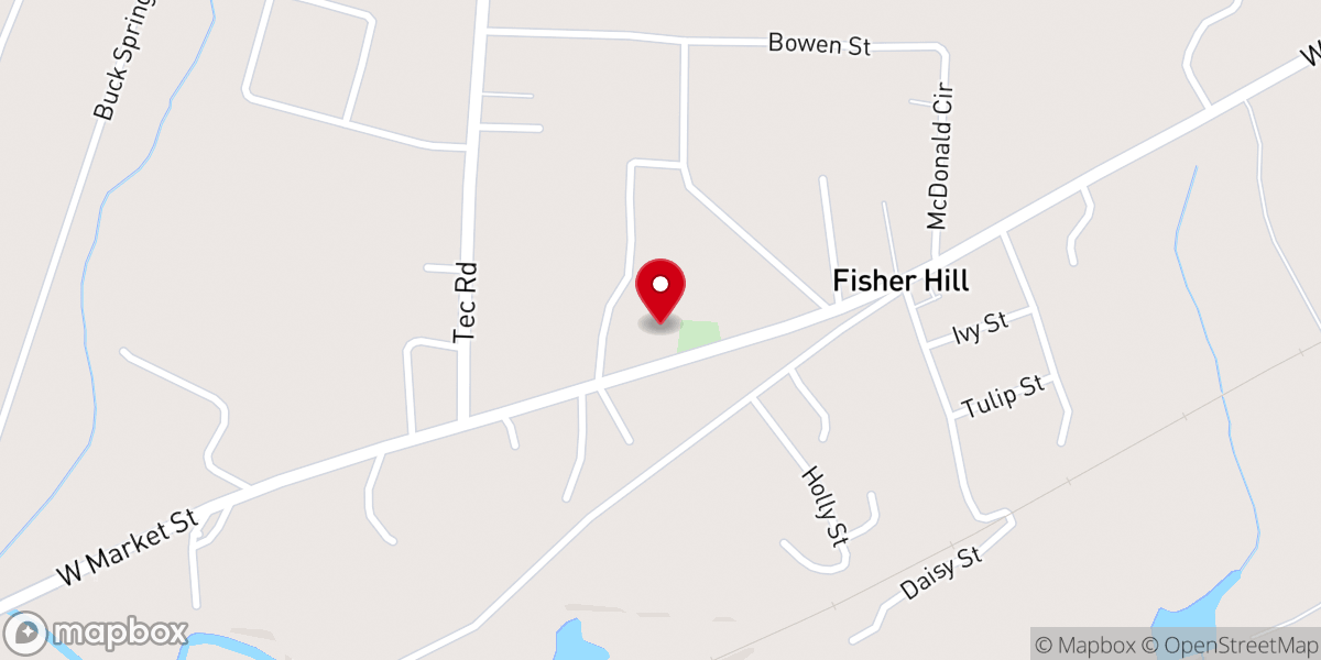 Map showing location of Fisher Hill Community Baptist Church - Food Distribution Center