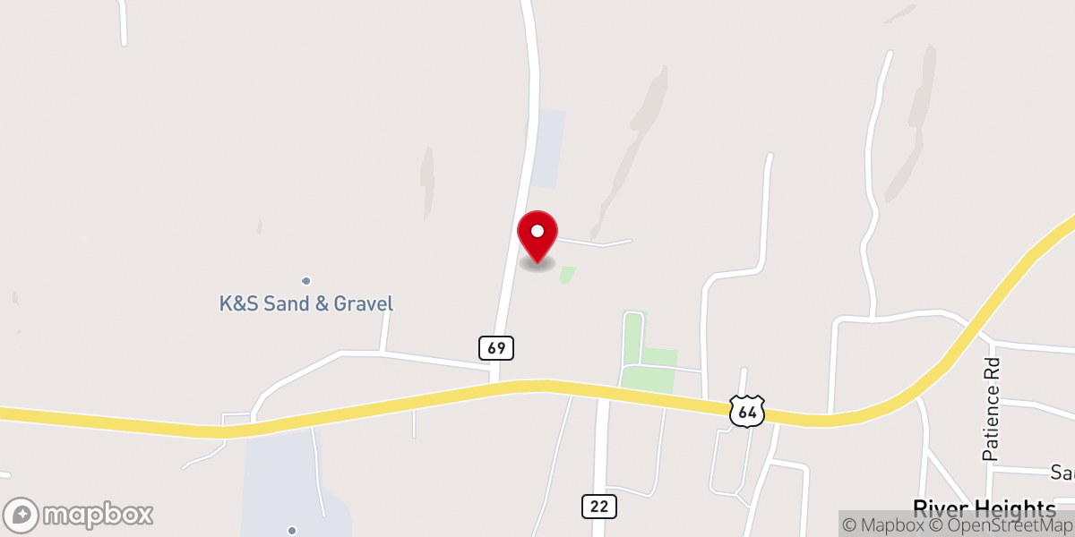 Map showing location of Crump Baptist Church