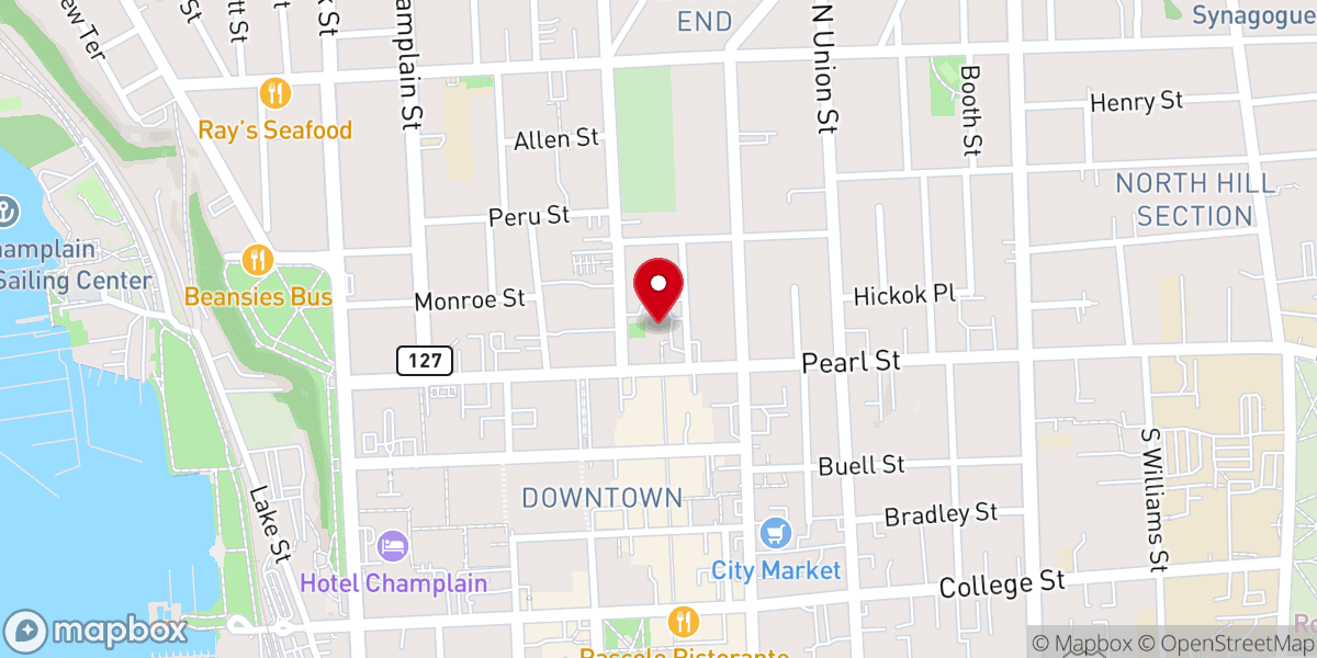 Map showing location of First Unitarian Universalist Society of Burlington