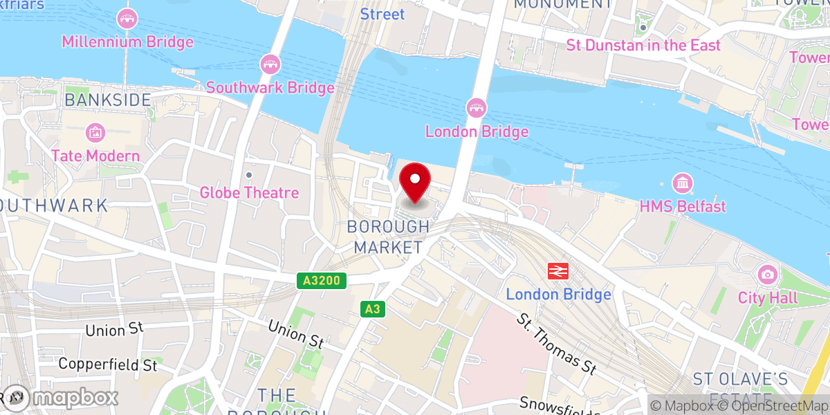 Map showing location of Southwark Cathedral