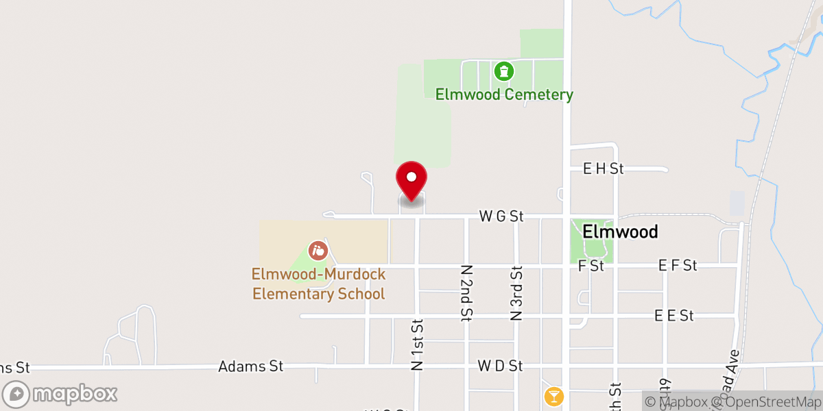 Map showing location of Elmwood United Methodist Church
