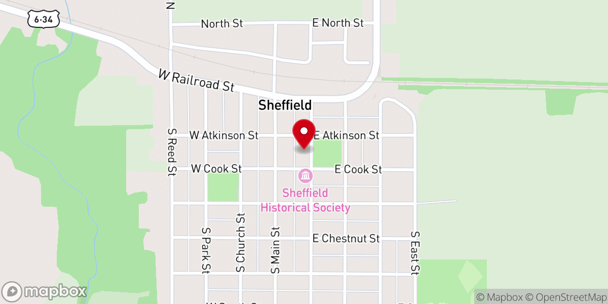 Map showing location of Sheffield United Methodist Church