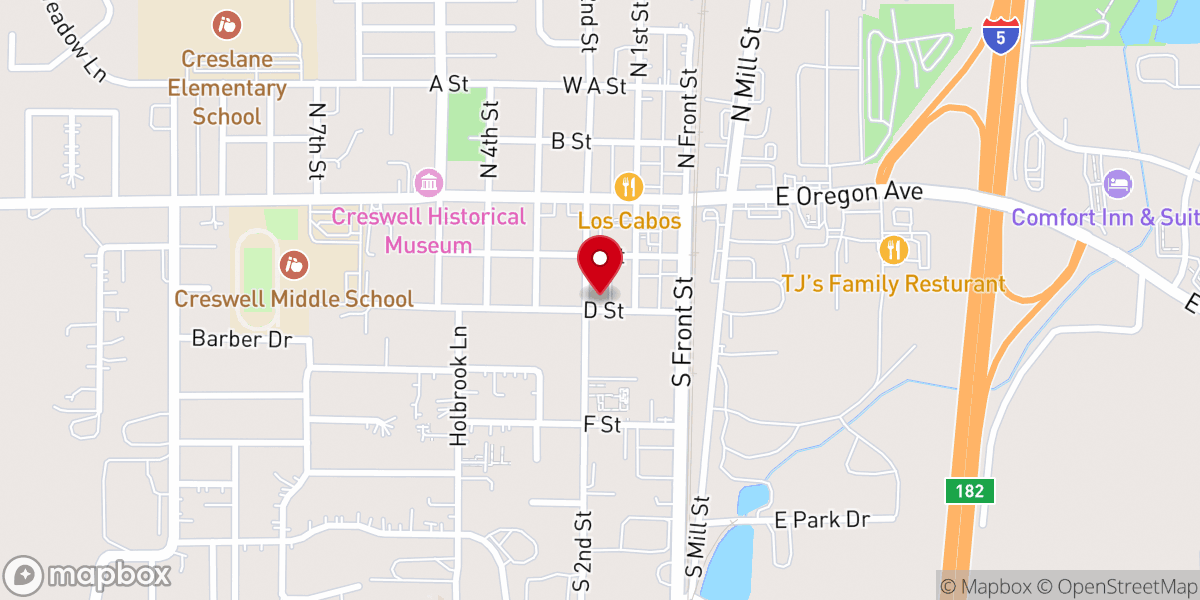 Map showing location of Creswell Bakery