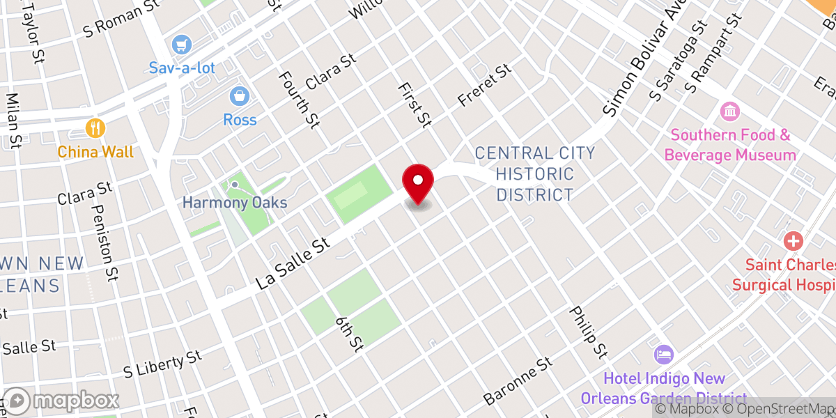 Map showing location of New Zion Baptist Church of Gramercy Inc