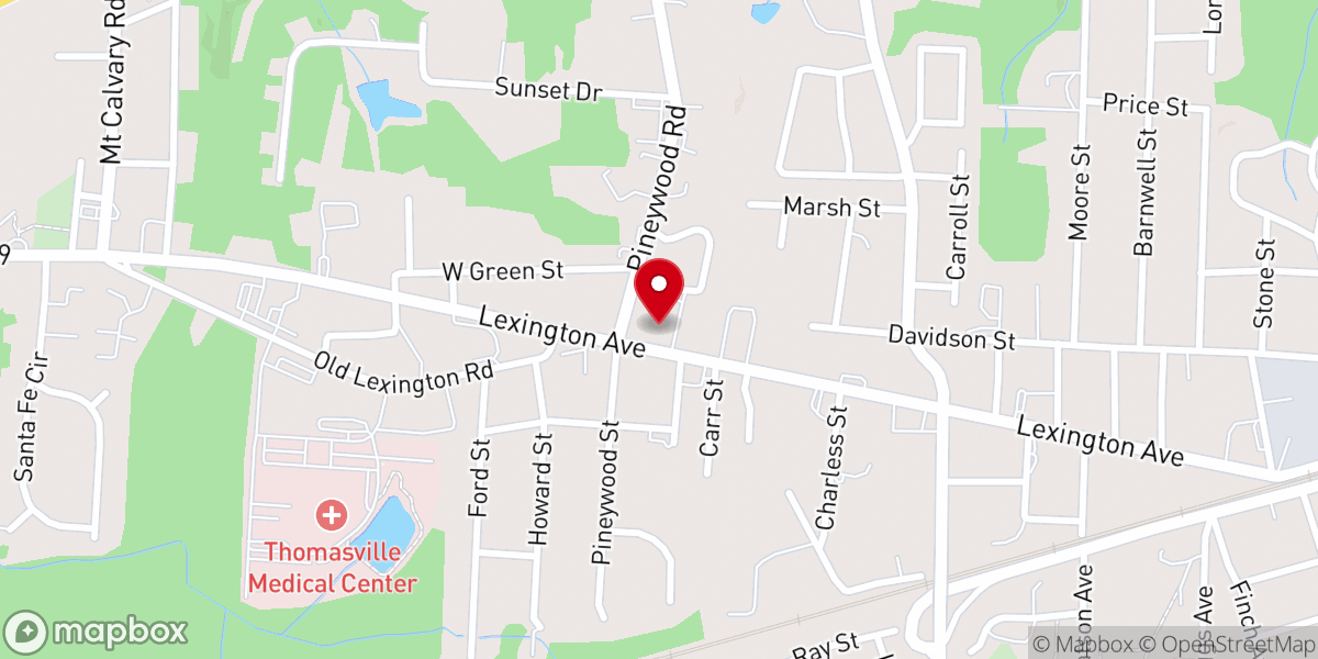 Map showing location of Greenwood Baptist Church
