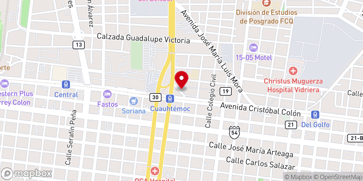 Map showing location of Templo Oasis de Esperanza