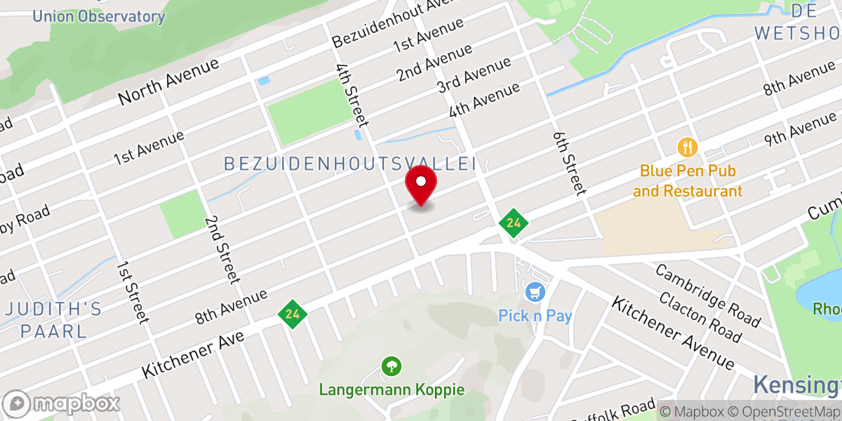 Map showing location of Old Apostolic Church (OAC) Bezuidenhout Valley