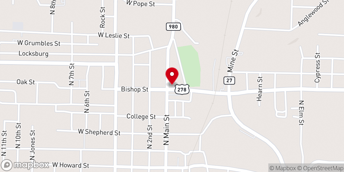 Map showing location of First Christian Church
