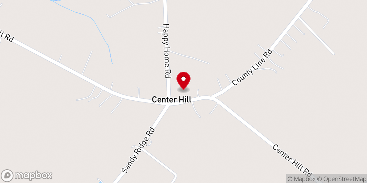 Map showing location of Center Hill United Methodist Church
