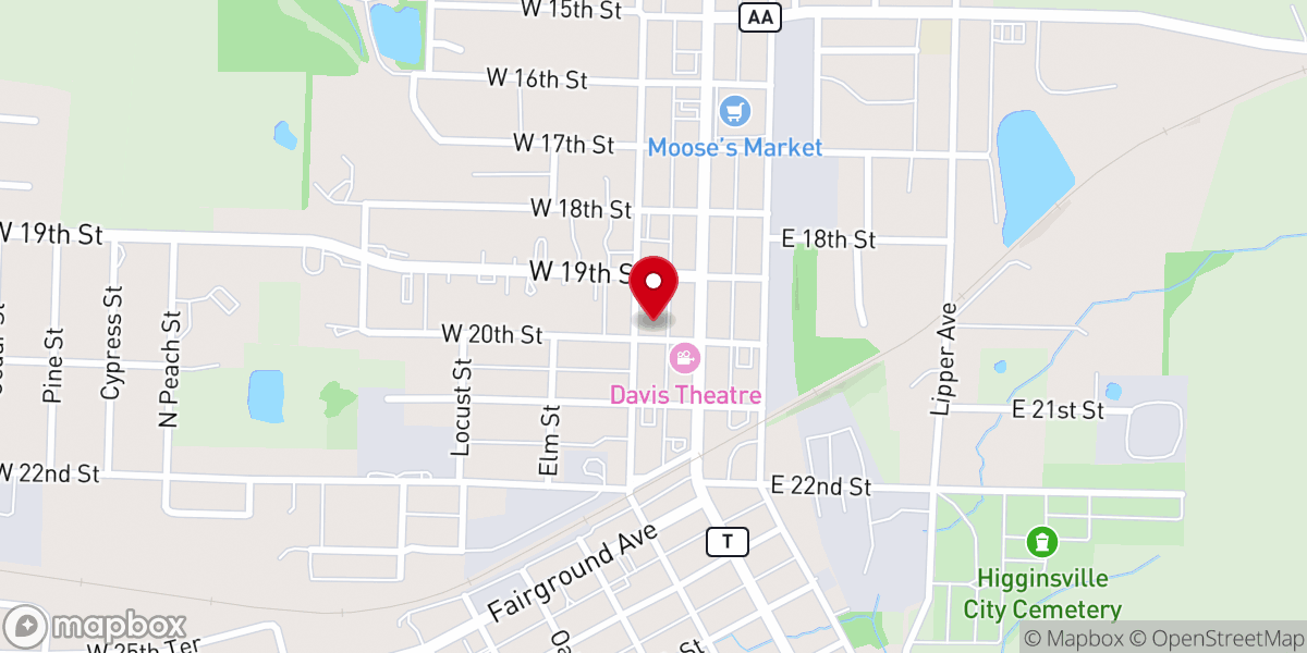 Map showing location of Central Christian Church