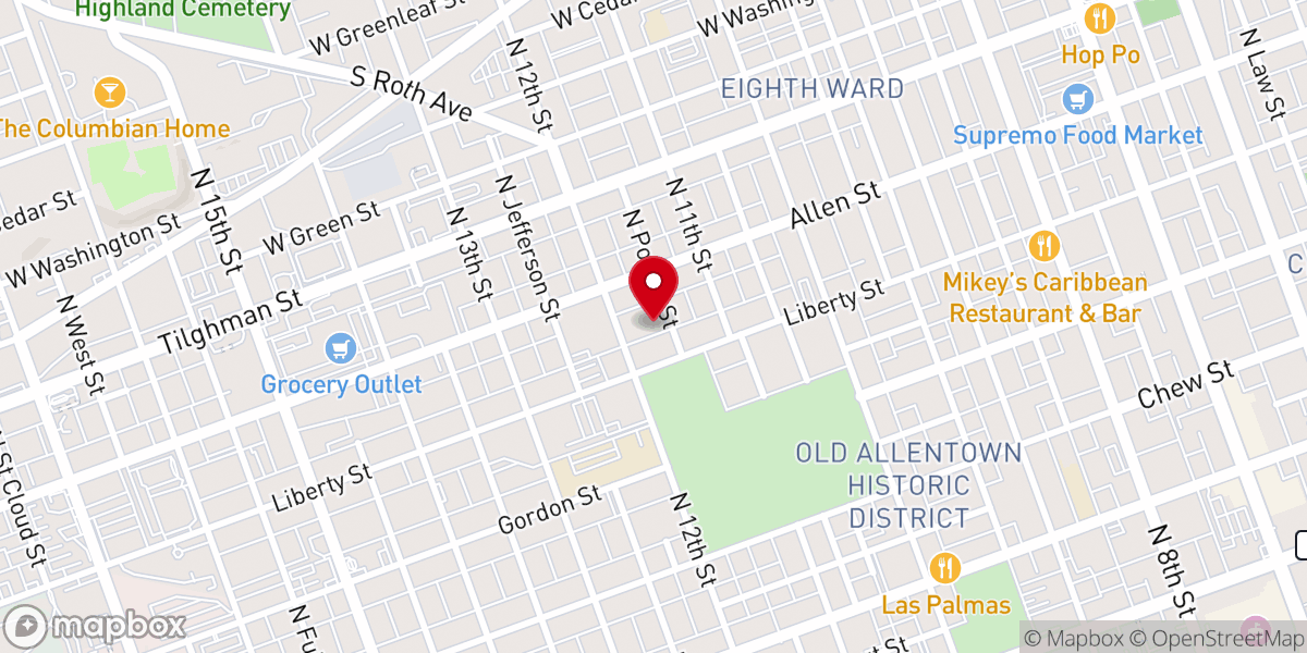 Map showing location of Upper Room Tabernacle of Prayer Inc