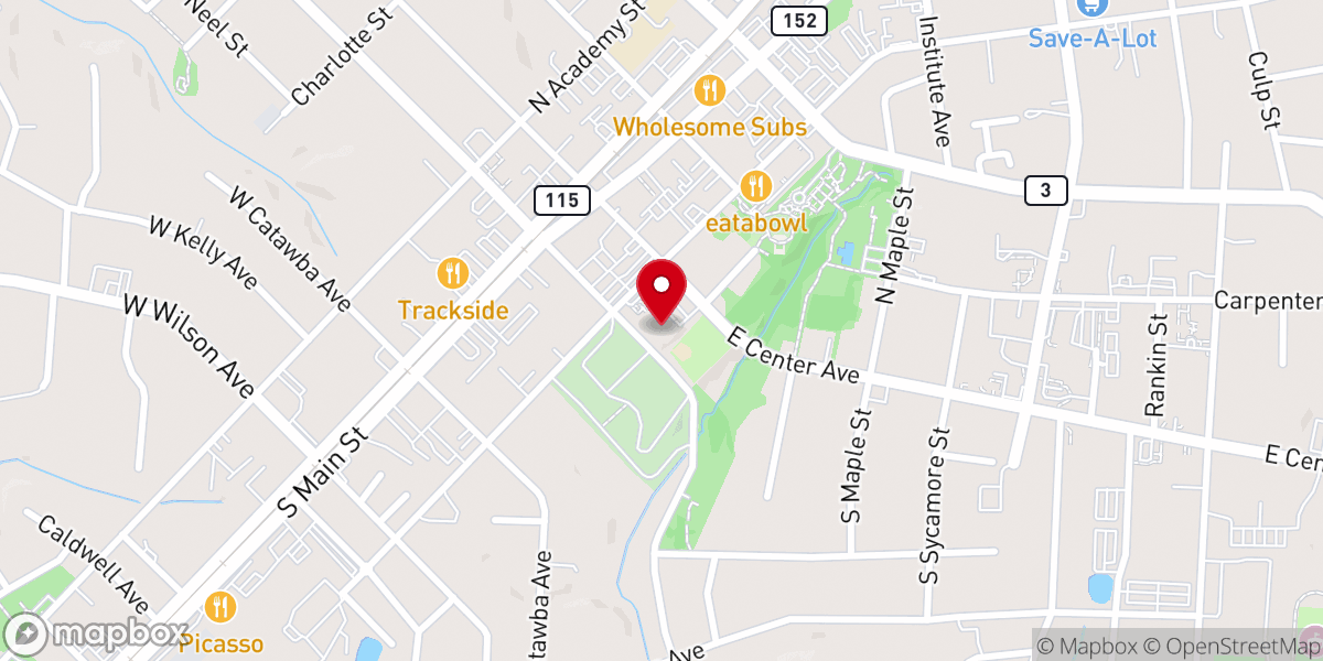 Map showing location of First Baptist Church Mooresville