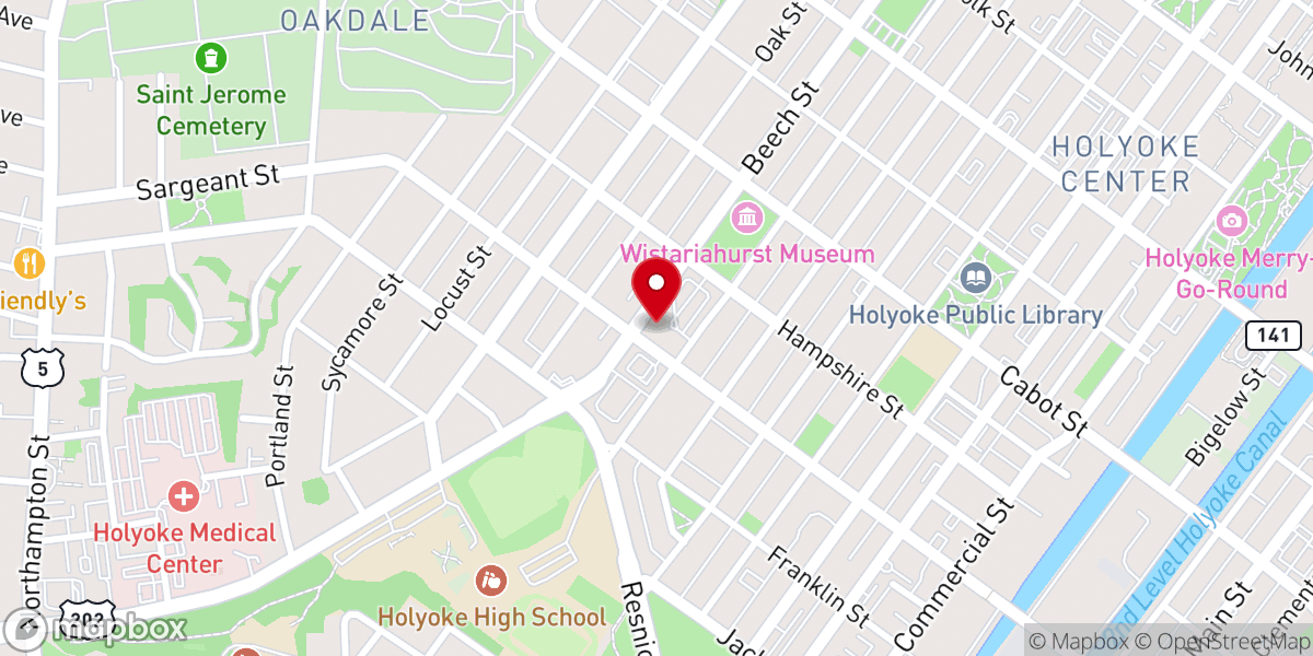 Map showing location of Holyoke Council on Aging & Senior Center