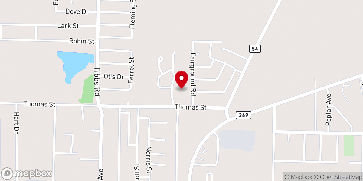 Map showing location of Peaceful Chapel MB Church