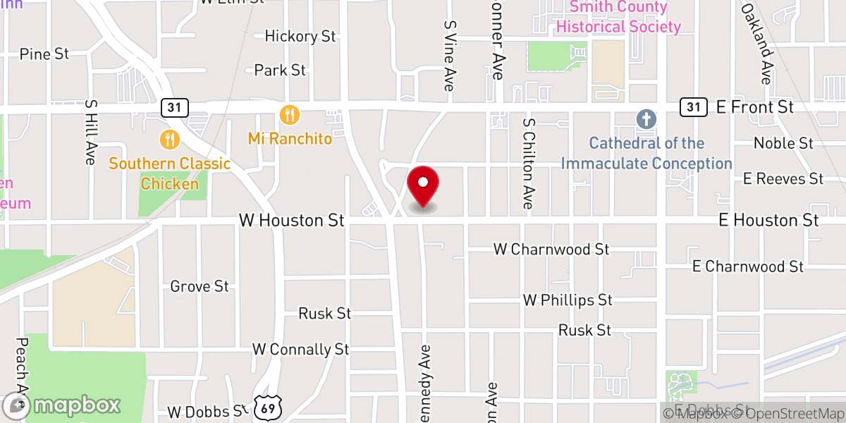 Map showing location of Northside Word of Faith Outreach Ministry