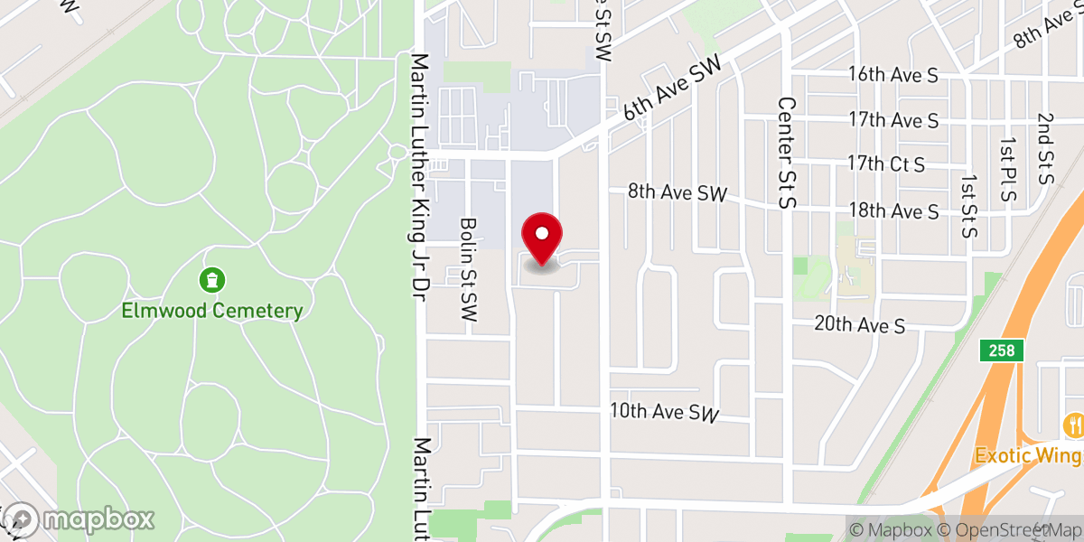 Map showing location of New Pilgrim Baptist Church