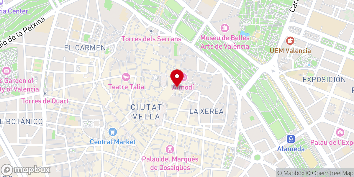 Map showing location of Capilla de San Valero