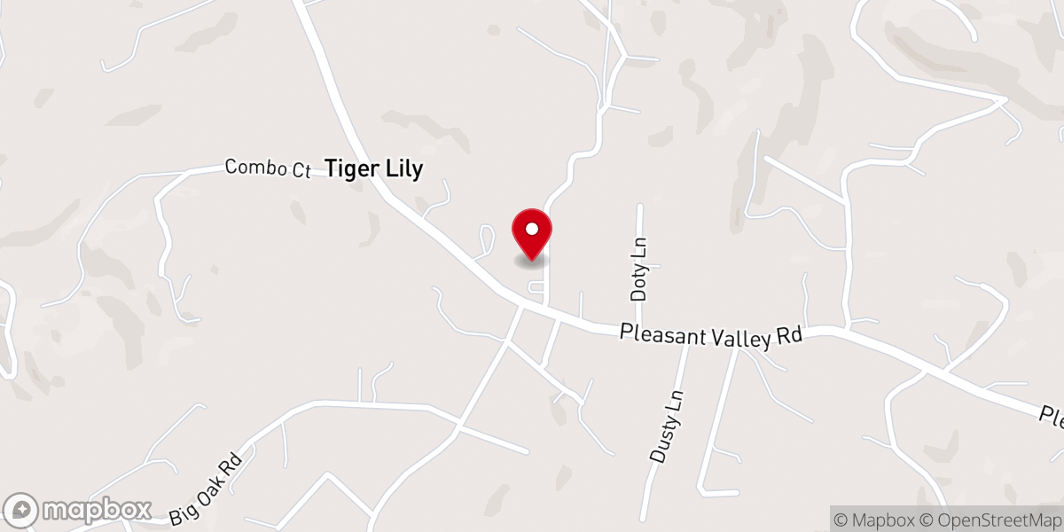 Map showing location of Pleasant Oak Baptist Church