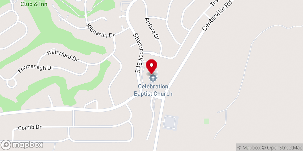 Map showing location of Celebration Baptist Church