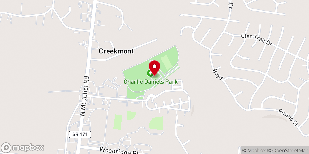 Map showing location of Mt. Juliet Community Center