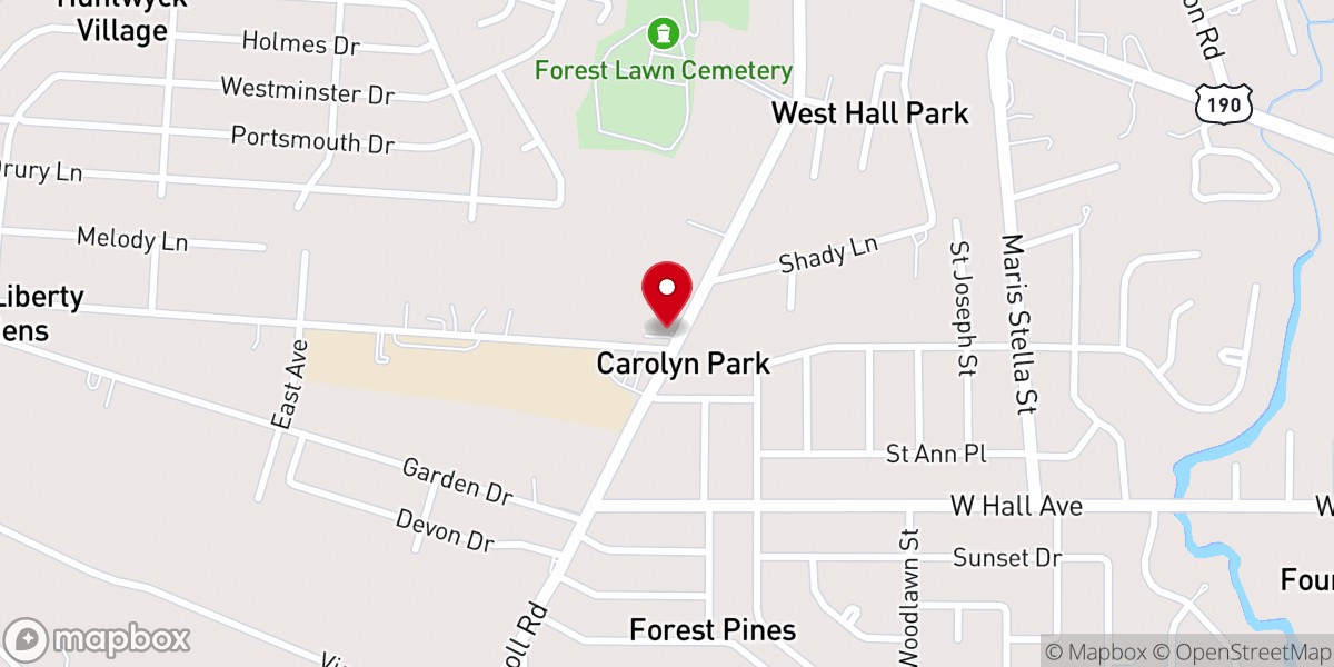 Map showing location of New Hope Baptist Church