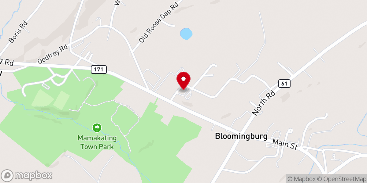Map showing location of Bloomingburg Reformed Protestant Dutch Church